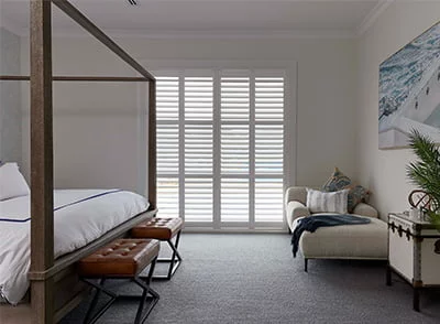 A&B Interiors - Bedroom Timber Plantation Shutters